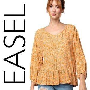 Easel Women's Mustard Floral Blouse